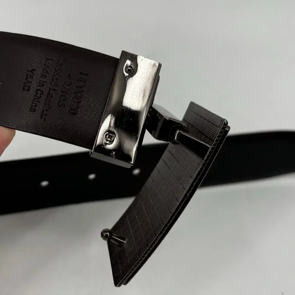 Perry Ellis Bonded Leather Belt Reversible Buckle Black or‎ Brown Men's Size 42